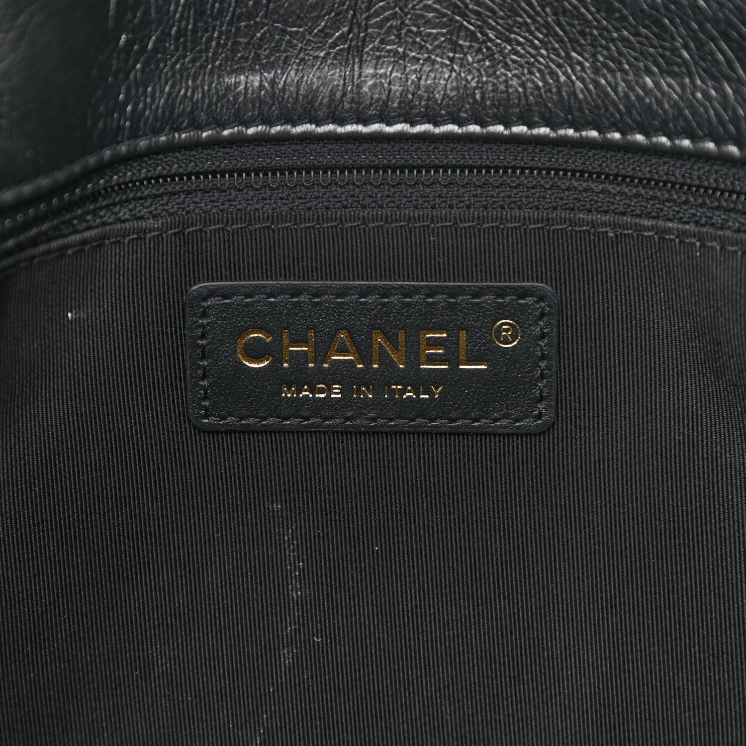 Chanel Metallic Aged Calfskin Quilted Drawstring Shopping Tote Dark Grey 6 of 14