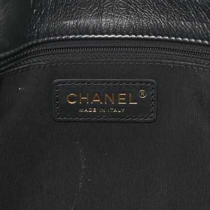 Chanel Metallic Aged Calfskin Quilted Drawstring Shopping Tote Dark Grey 6 of 14