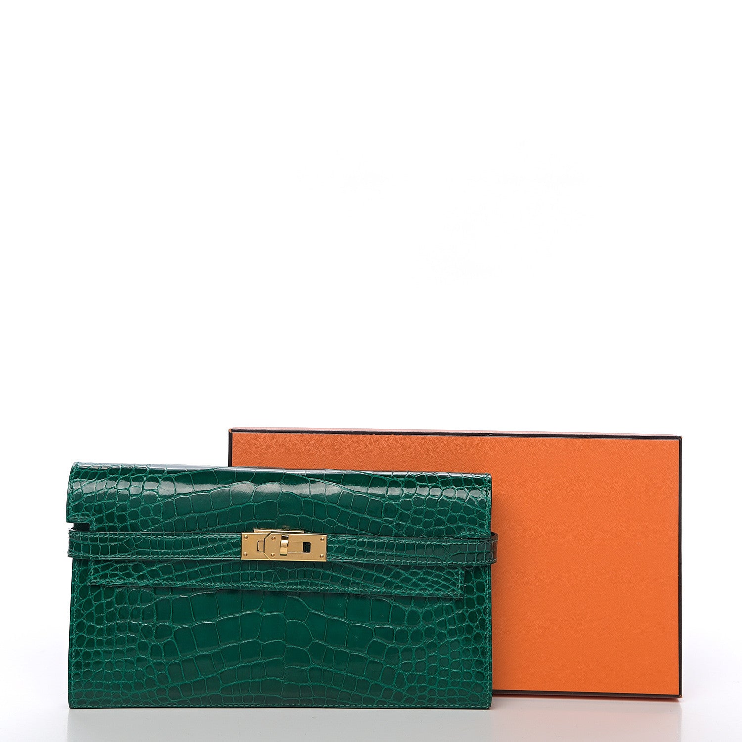 Hermes Shiny Alligator Kelly Longue Wallet Vert Emeraude 22 of 22