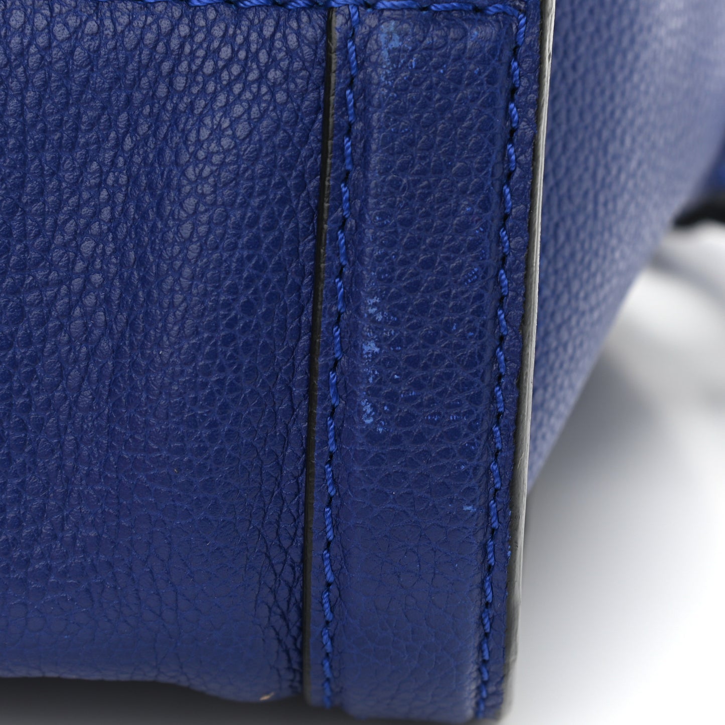 Pebbled Calfskin Small Skull Padlock Zip Around Tote Ultramarine