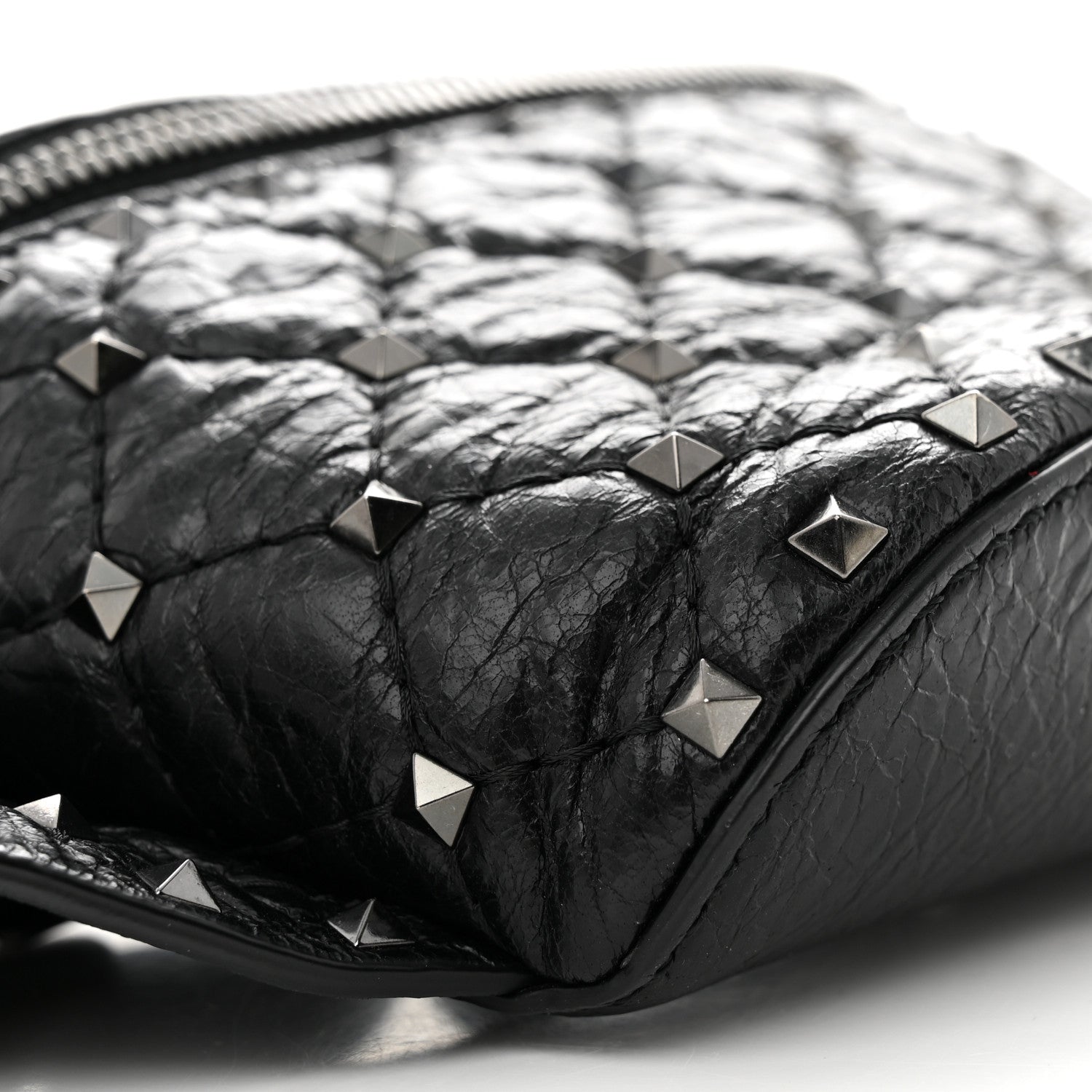 Valentino Garavani Craquele Nappa Rockstud Spike Belt Bag Black 8 of 10