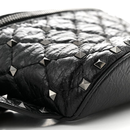 Valentino Garavani Craquele Nappa Rockstud Spike Belt Bag Black 8 of 10