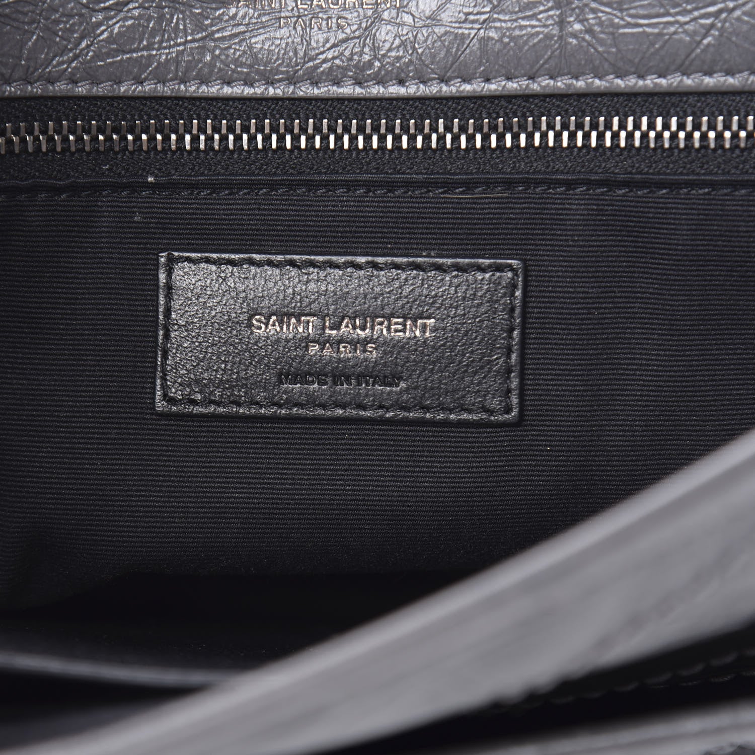 Saint Laurent Crinkled Calfskin Matelasse Monogram Medium Niki Chain Satchel Storm 6 of 12