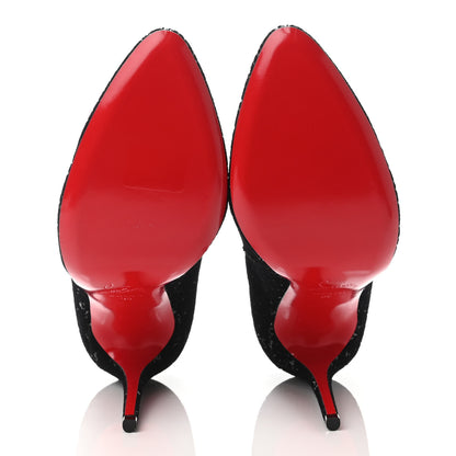 Christian Louboutin Velvet Patent Glitter Eloise 100 Booty 39 Black 4 of 4