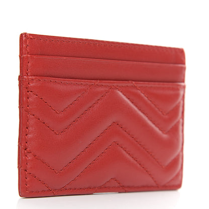 Gucci Calfskin Matelasse GG Marmont Card Holder Hibiscus Red 3 of 7
