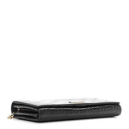 Gucci Guccissima Margaux Calfskin Metal Bar Chain Wallet Black 3 of 13