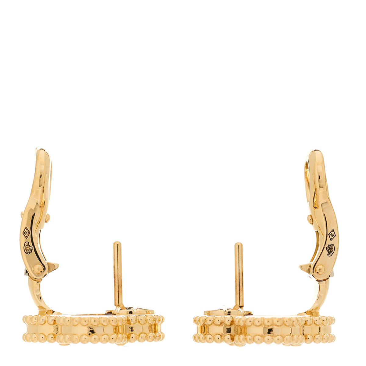 Van Cleef & Arpels 18K Yellow Gold Blue Agate Vintage Alhambra Earrings 3 of 5