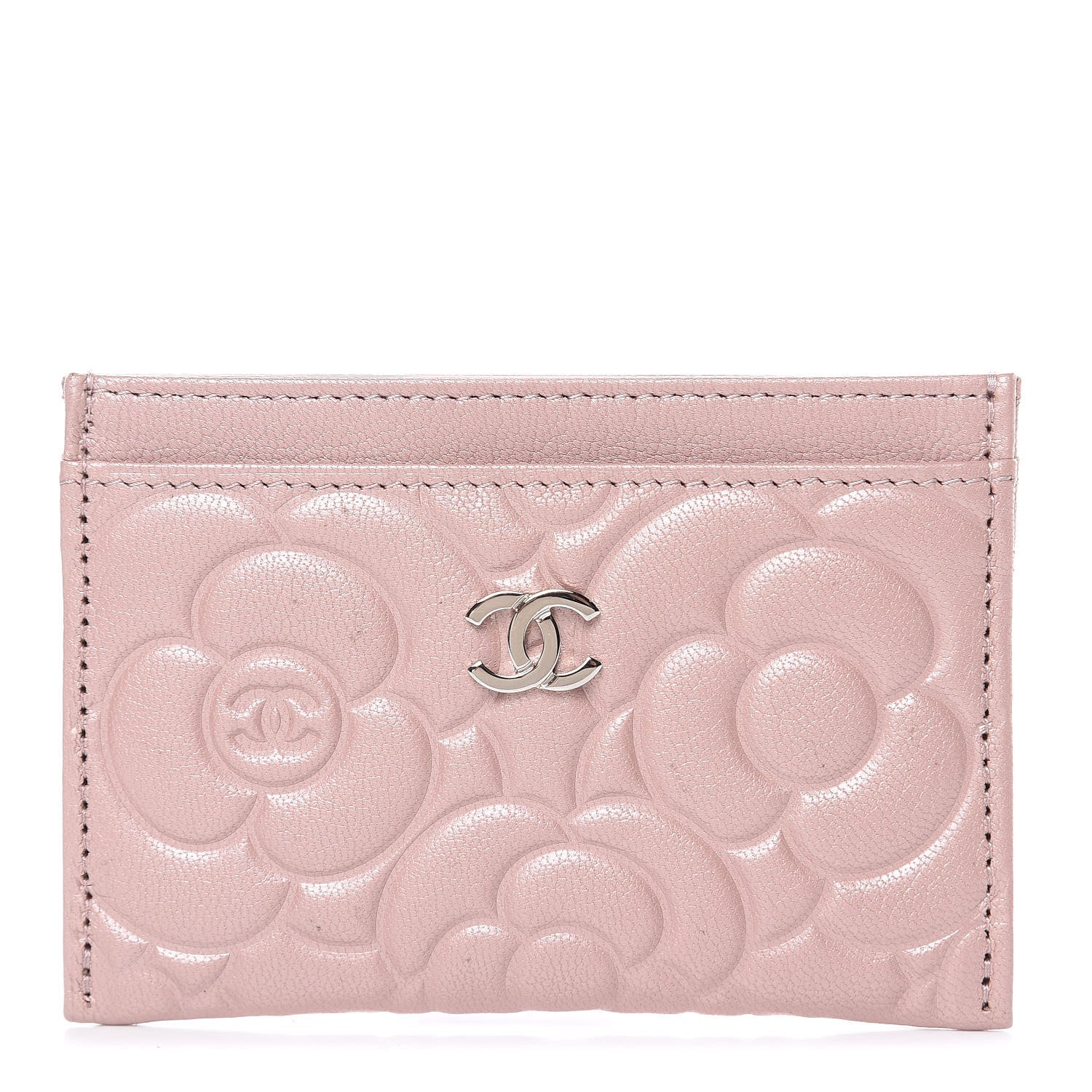 Chanel Goatskin Camellia Embossed Card Holder Light Pink 1 of 10