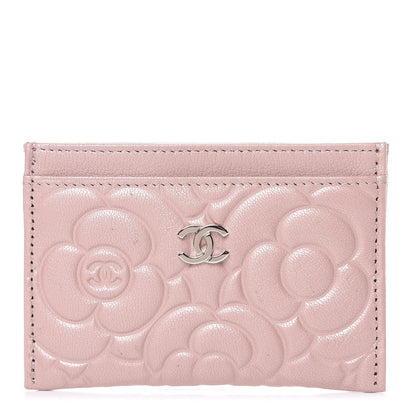 Chanel Goatskin Camellia Embossed Card Holder Light Pink 1 of 10