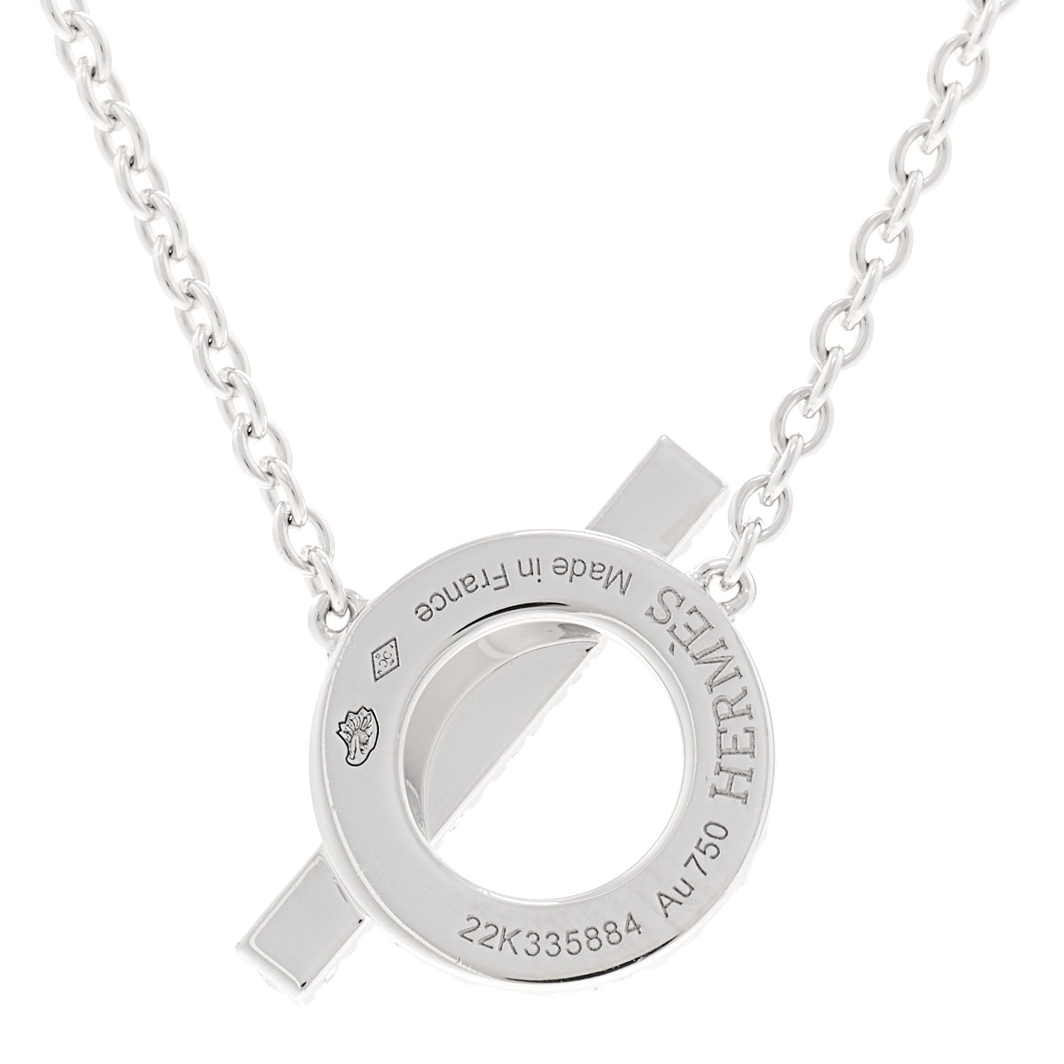 Hermes 18K White Gold Diamond Finesse Pendant Necklace 4 of 6