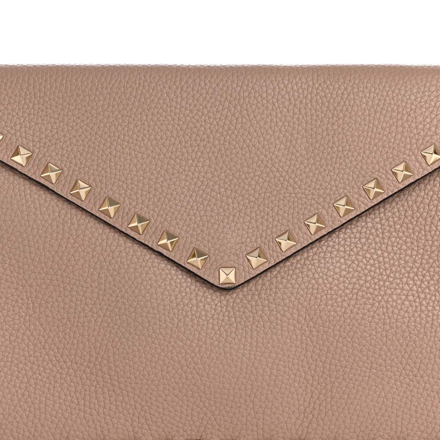 Vitello Medium Rockstud Envelope Flat Wristlet Pouch Poudre