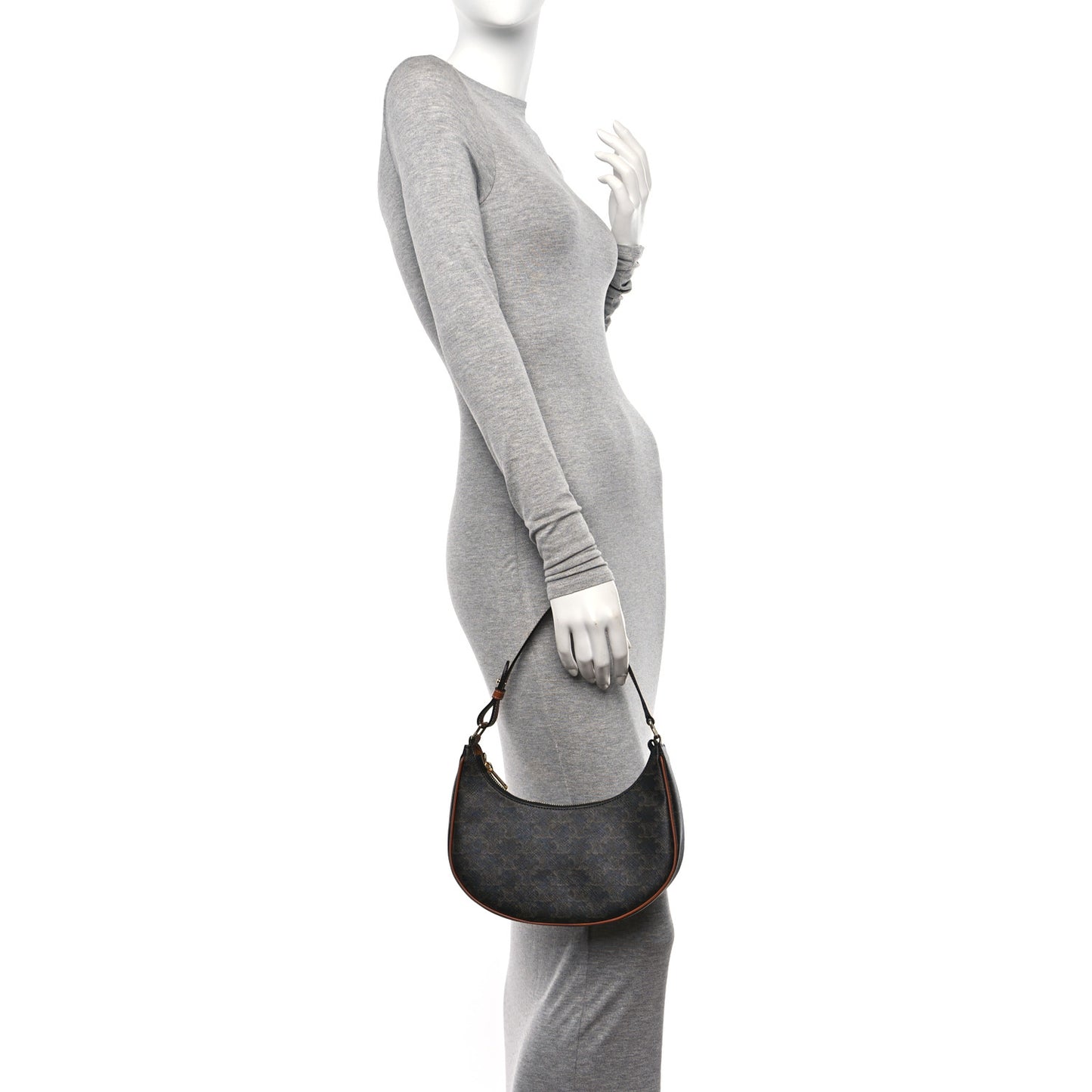 Triomphe Canvas Calfskin Ava Shoulder Bag Tan
