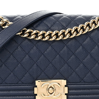 Chanel Caviar Quilted Medium Boy Flap Navy 8 of 10
