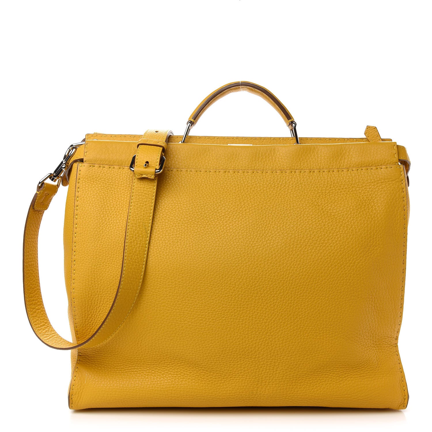 Fendi Cuoio Romano Selleria Large Mens Peekaboo Essential Iconic Satchel Yellow 1 of 8