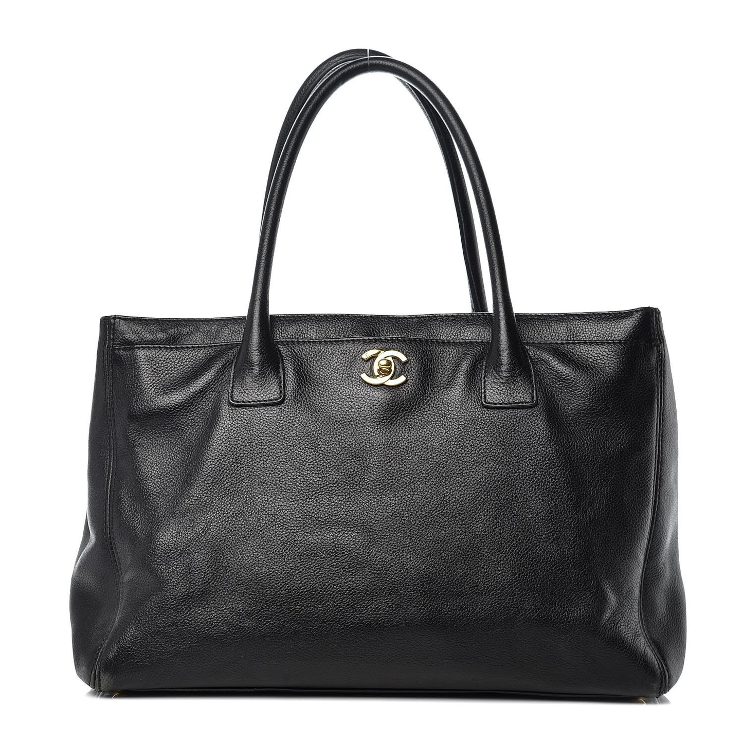 Calfskin Cerf Executive Shopper Tote Black