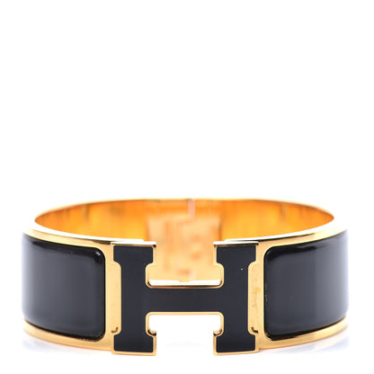 Hermes Enamel Wide Clic Clac H Bracelet PM Black 1 of 4