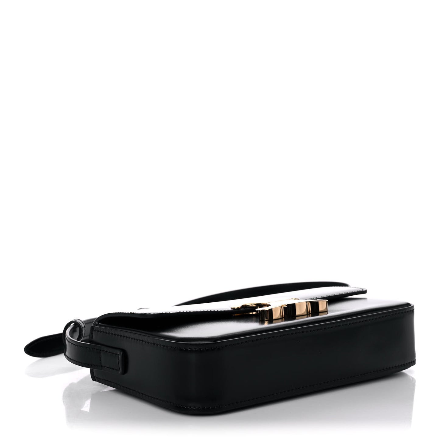 Shiny Calfskin Triomphe Shoulder Bag Black