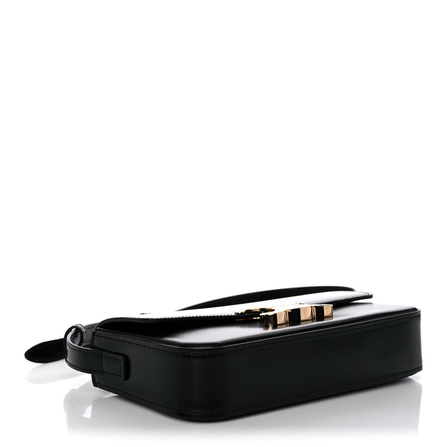 Celine Shiny Calfskin Triomphe Shoulder Bag Black 3 of 9