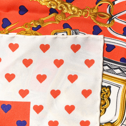 Hermes Silk Brides De Gala Love Pocket Square Orange Marine White 4 of 5