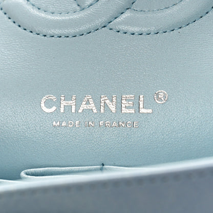 Chanel Perforated Lambskin Quilted Medium Double Flap Light Blue Light Purple White 6 of 9