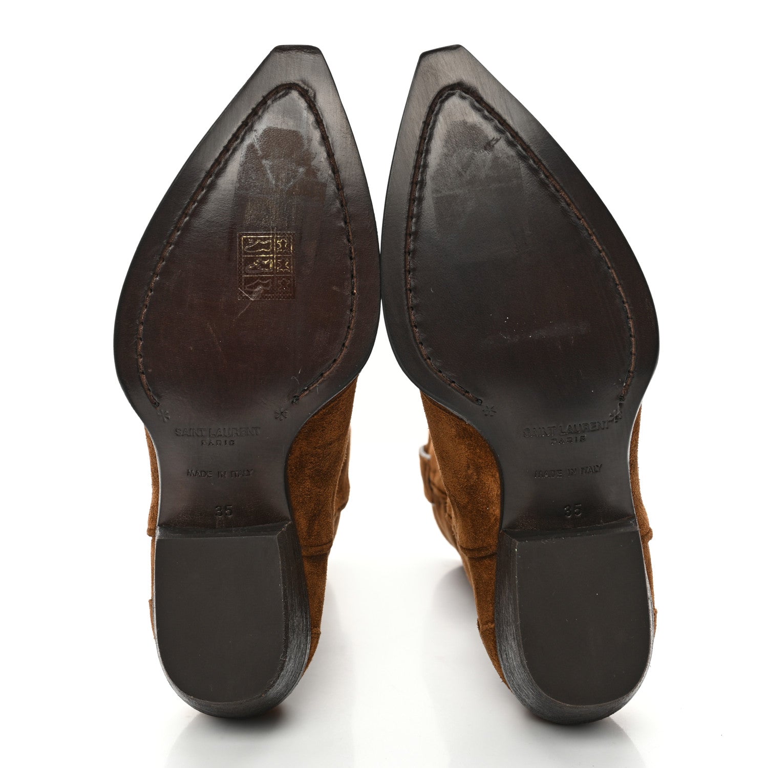 Saint Laurent Suede Houston Cowboy Boots 35 Brown 5 of 13