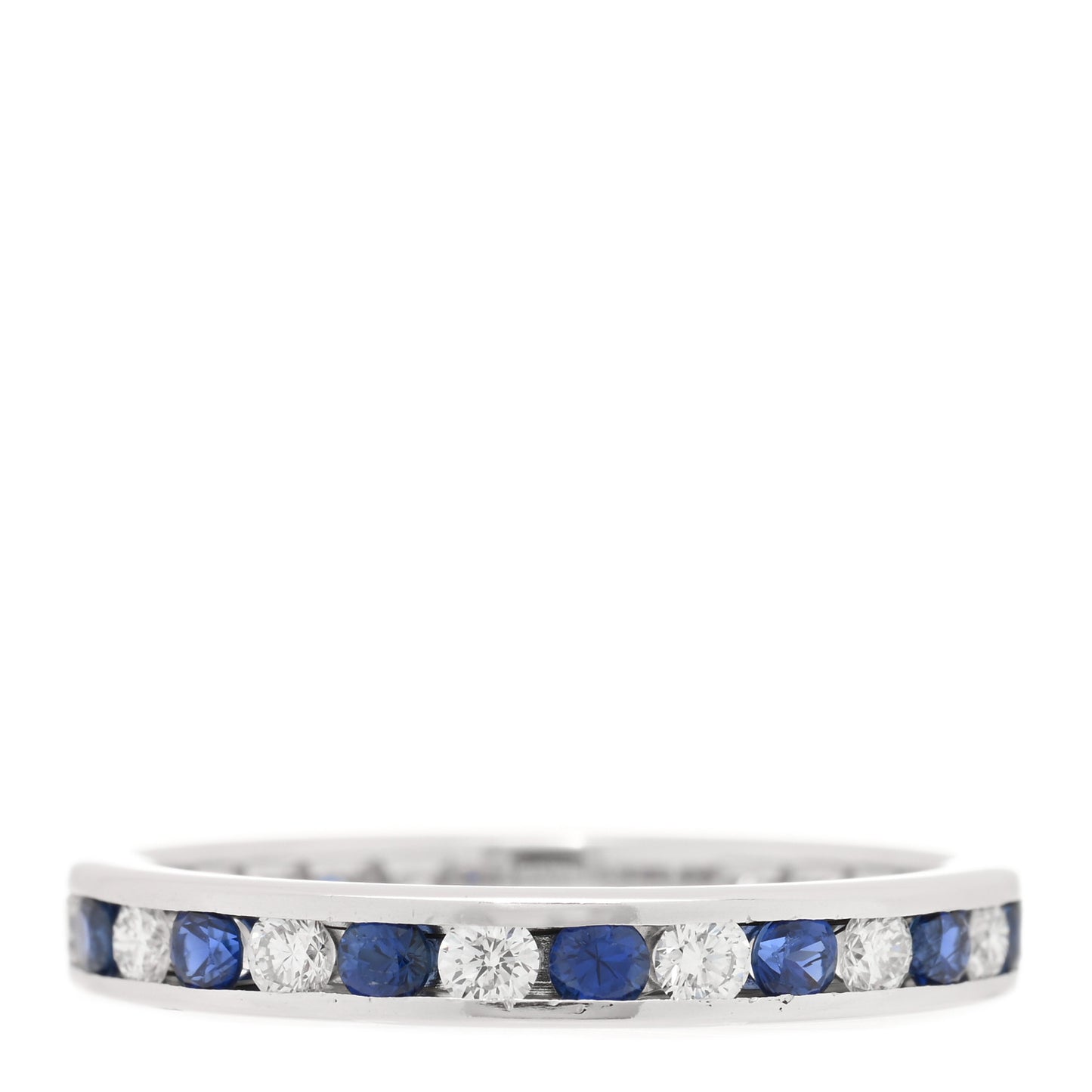 Platinum Diamond Blue Sapphire Eternity Band Ring 56 7.5