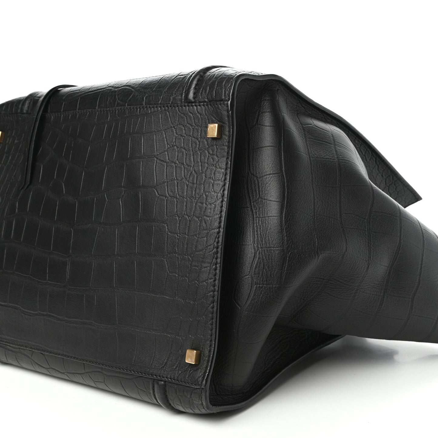 Crocodile Embossed Calfskin Medium Phantom Luggage Black