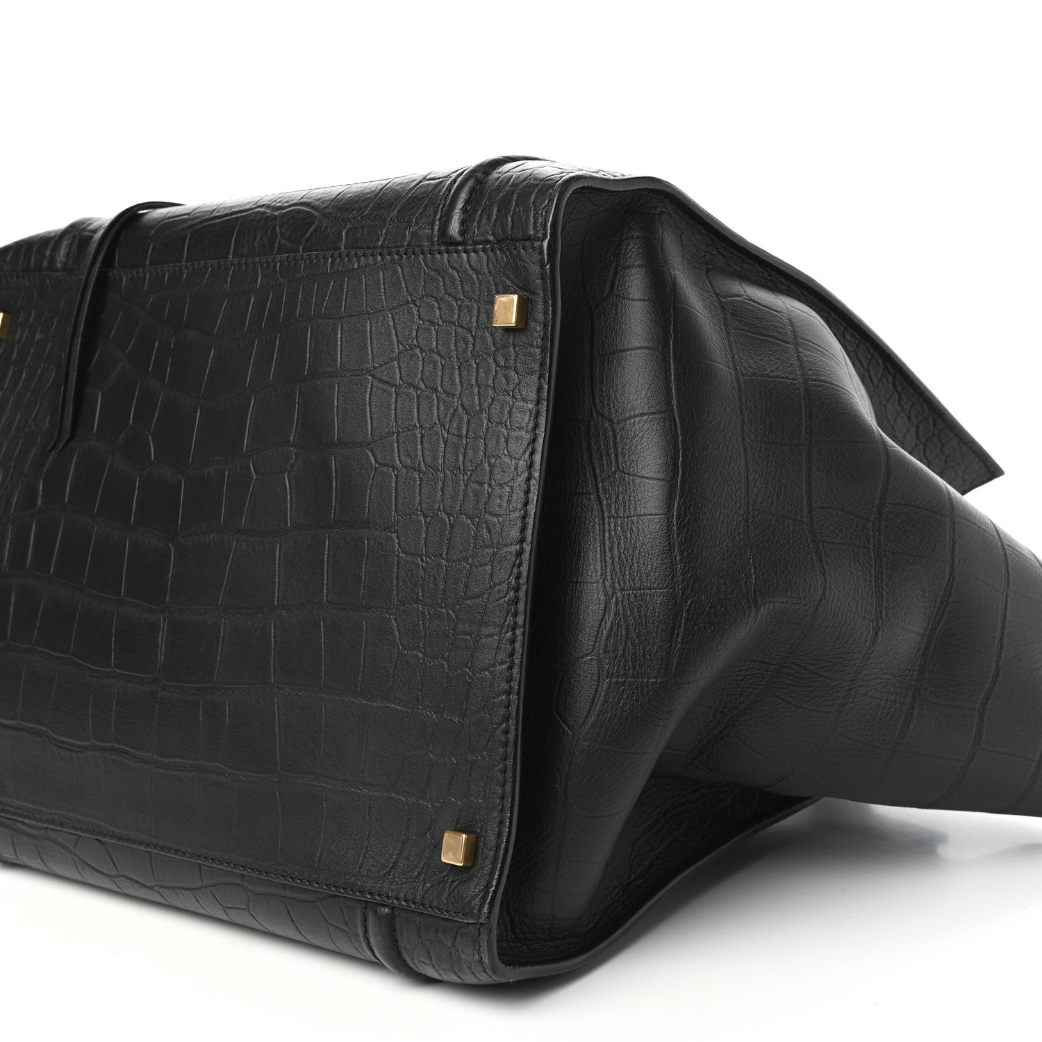 Celine Crocodile Embossed Calfskin Medium Phantom Luggage Black 8 of 8