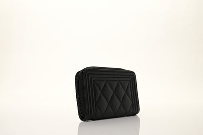 Chanel Caviar Quilted Boy Zip Around Coin Purse Wallet Black 6 of 20