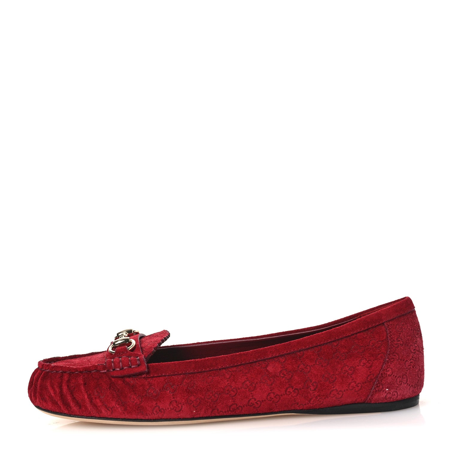 Gucci Suede Micro GG Horsebit Womens Kensington Moccasin Loafers 37  Rosso Ancora 1 of 11