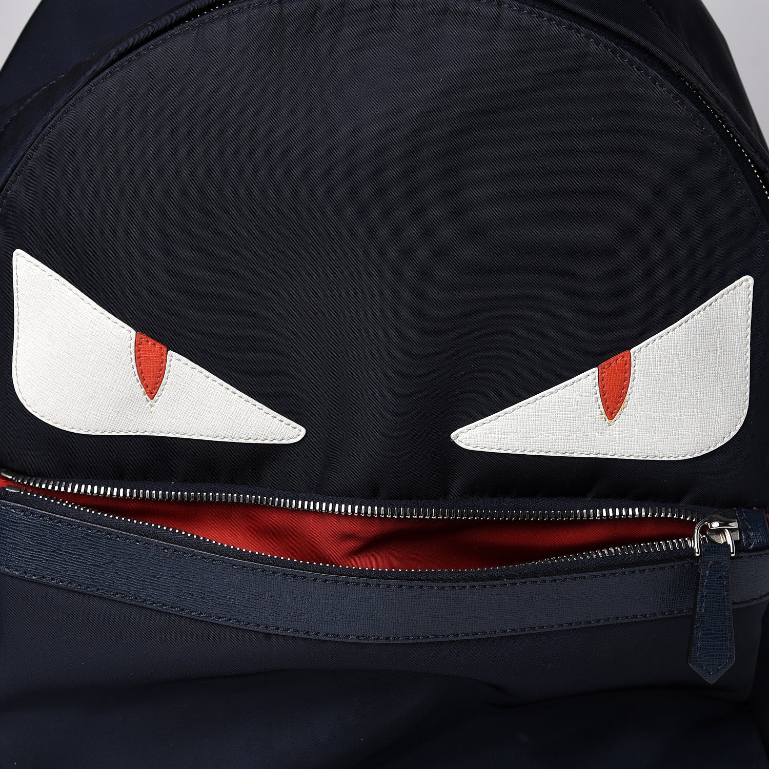Fendi Nylon Vitello Elite Monster Eyes Rounded Backpack Blue Scuro White Multicolor 8 of 17