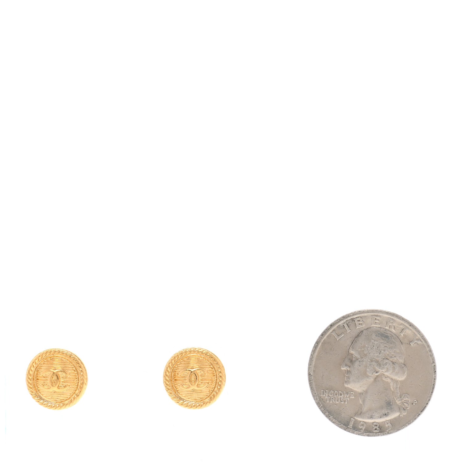 Chanel CC Button Earrings Gold 2 of 5