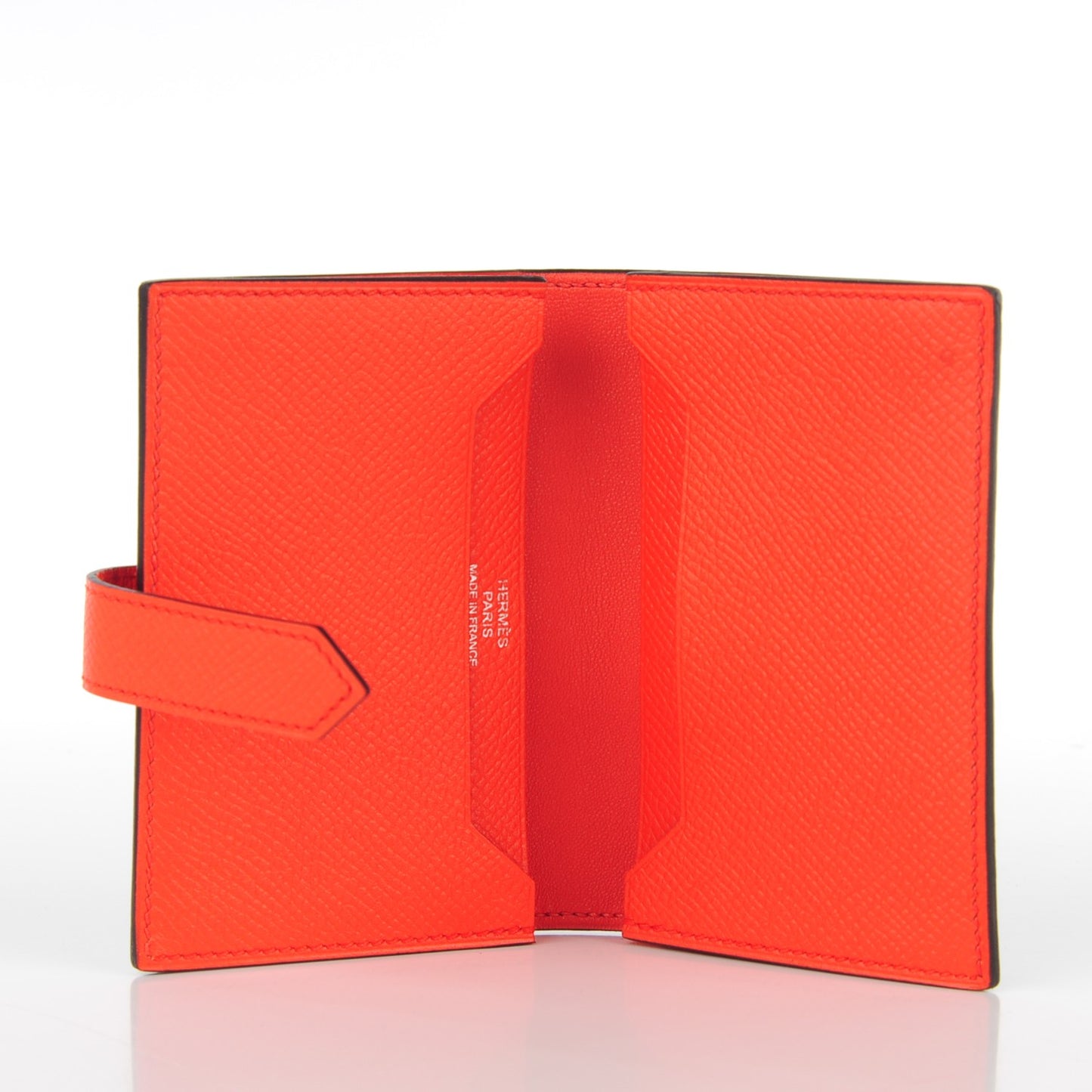 Epsom Bi Color Bearn Card Holder Wallet Bleu Saphir Orange Poppy