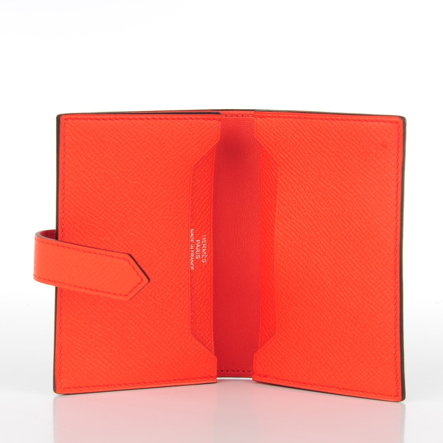 Hermes Epsom Bi Color Bearn Card Holder Wallet Bleu Saphir Orange Poppy 5 of 7