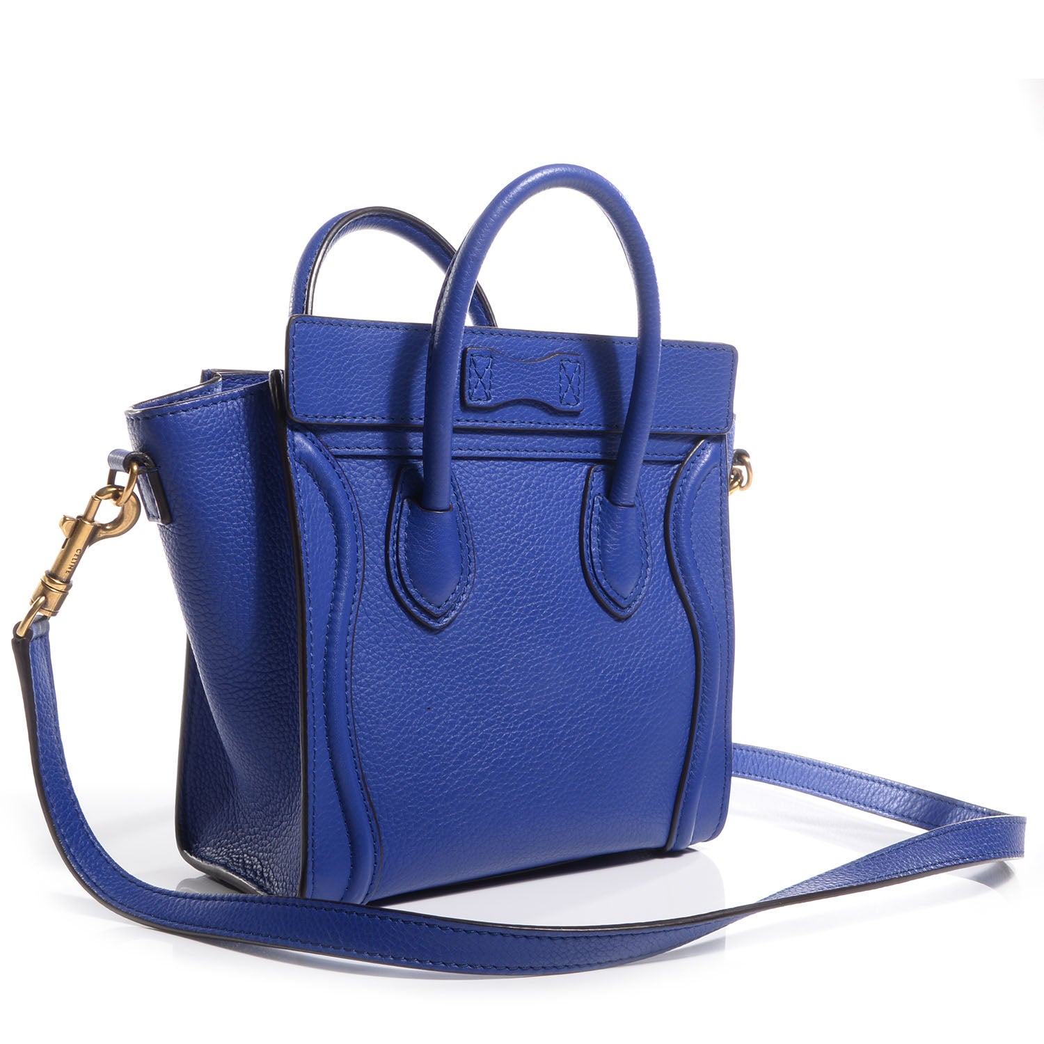 Celine Drummed Leather Nano Luggage Indigo 3 of 8