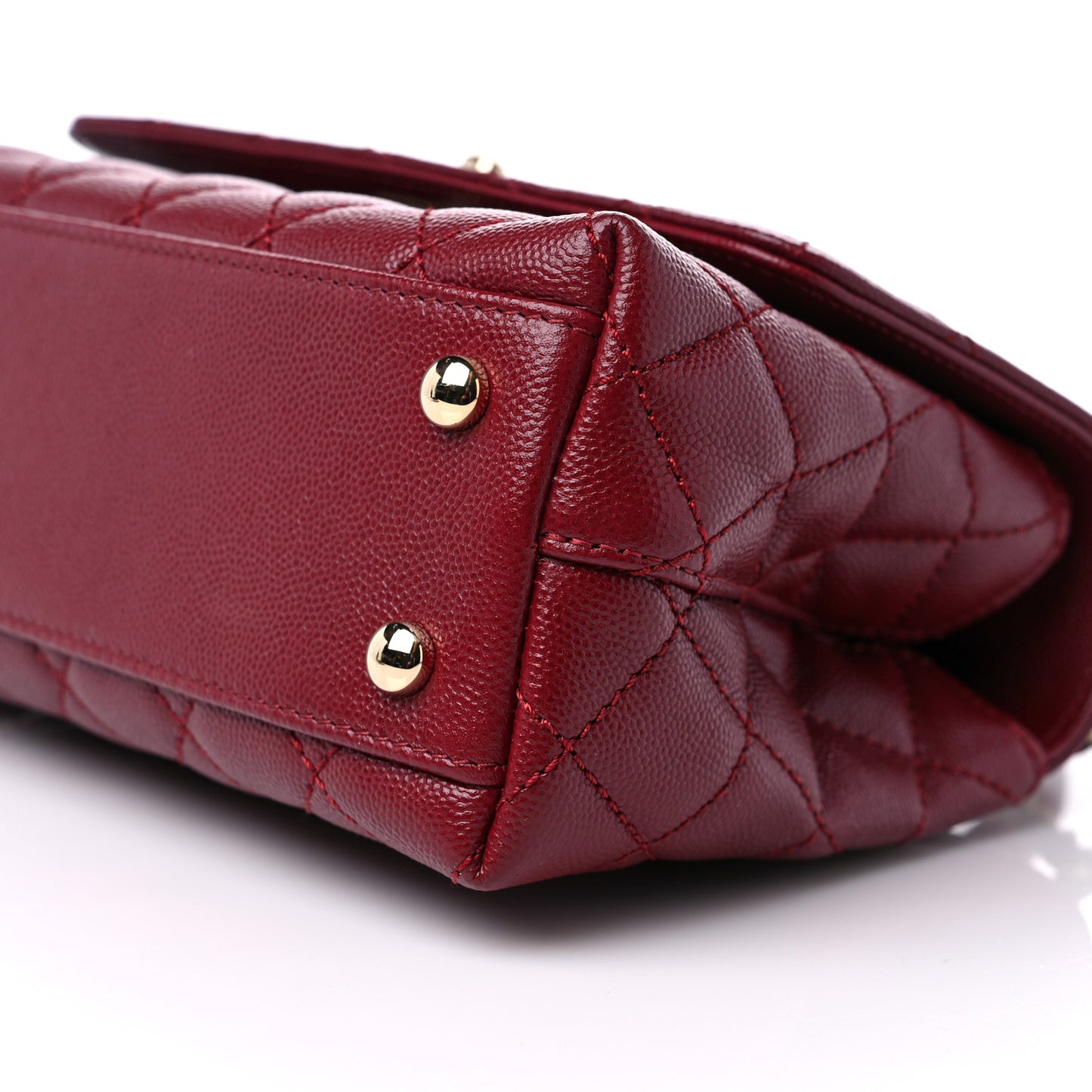 Caviar Lizard Embossed Quilted Mini Coco Handle Flap Burgundy