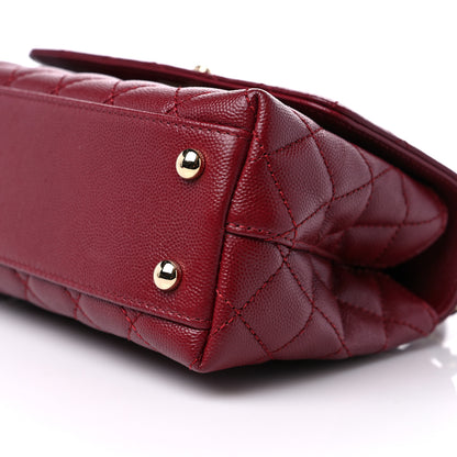 Chanel Caviar Lizard Embossed Quilted Mini Coco Handle Flap Burgundy 9 of 10