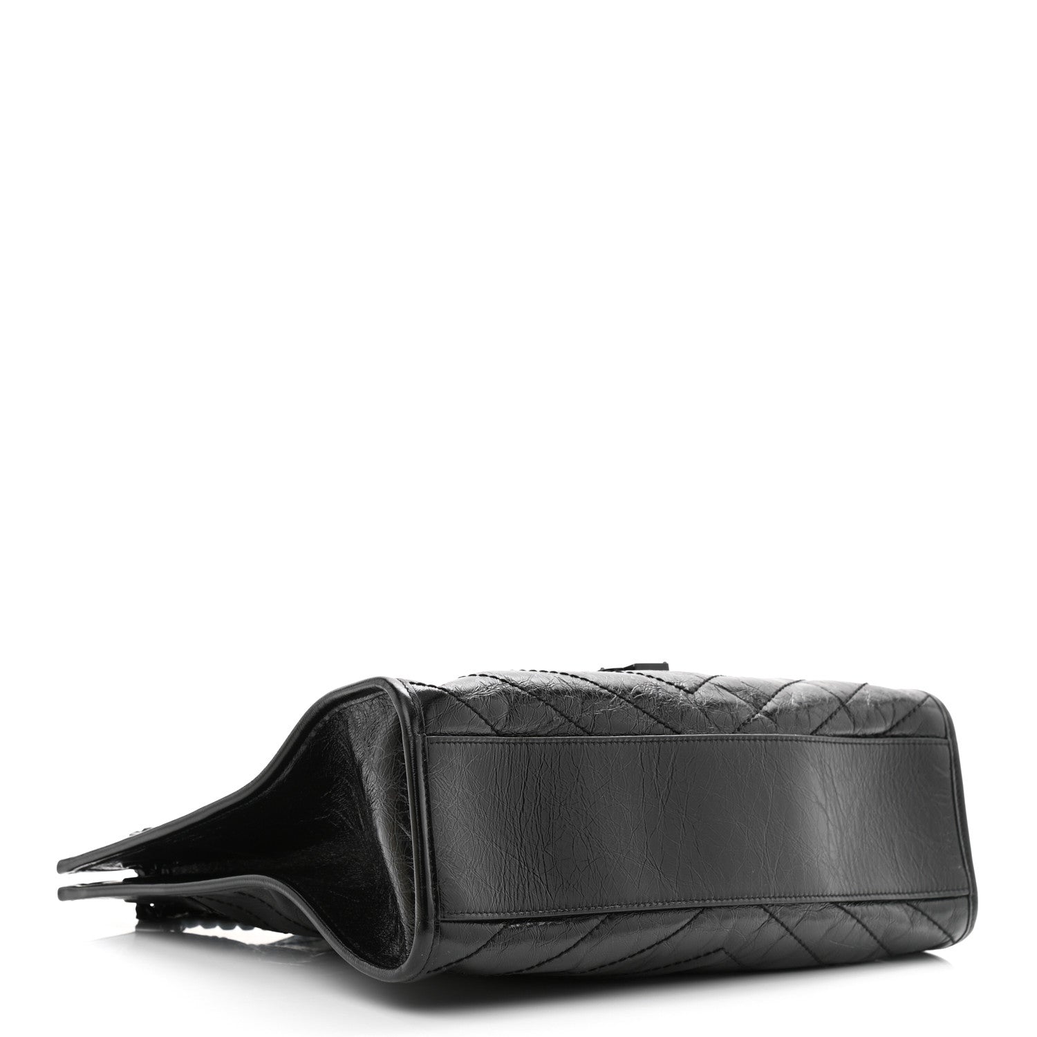 Saint Laurent Crinkled Calfskin Matelasse Monogram Medium Niki Shopper Tote Black 4 of 10