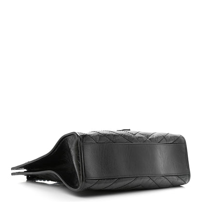 Saint Laurent Crinkled Calfskin Matelasse Monogram Medium Niki Shopper Tote Black 4 of 10