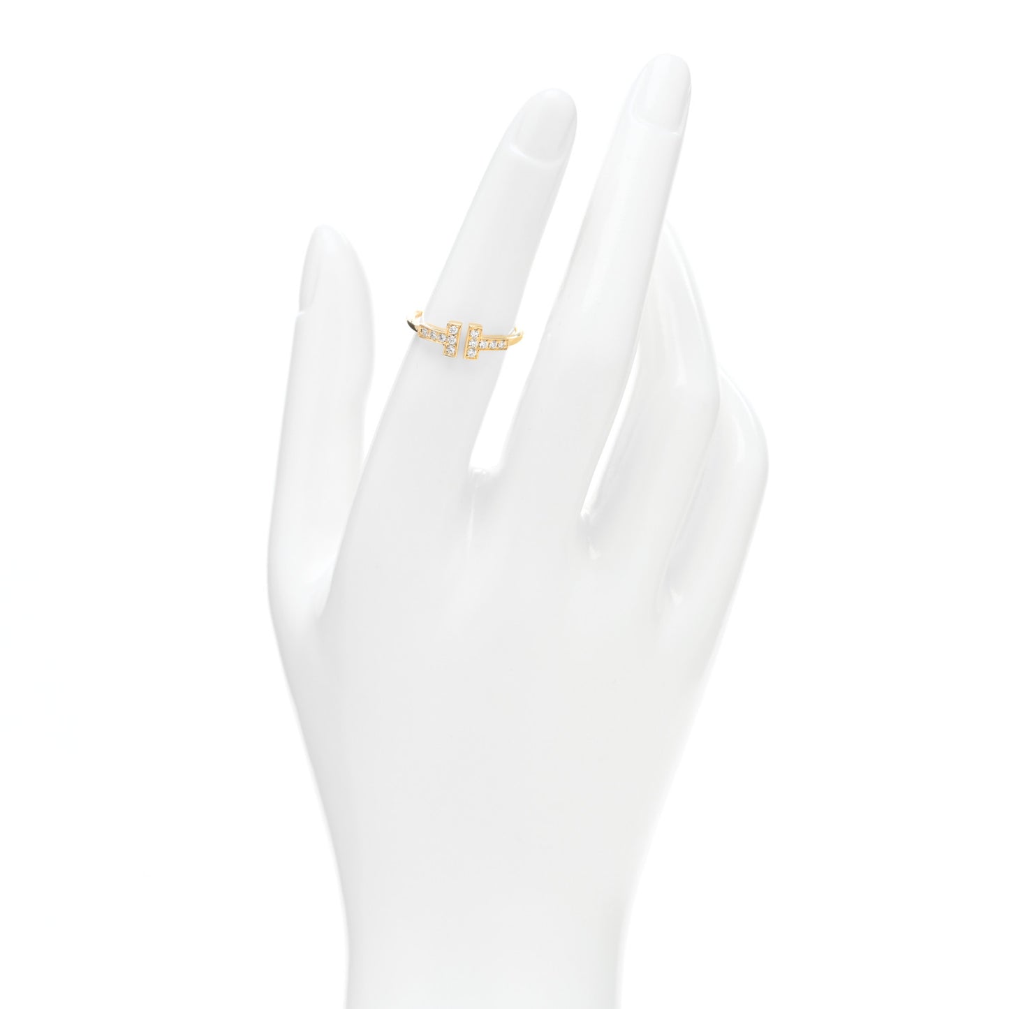 18K Yellow Gold Diamond T Wire Ring 52 6