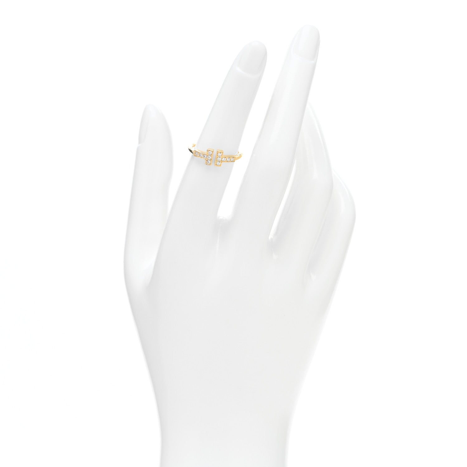 Tiffany 18K Yellow Gold Diamond T Wire Ring 52 6 2 of 4