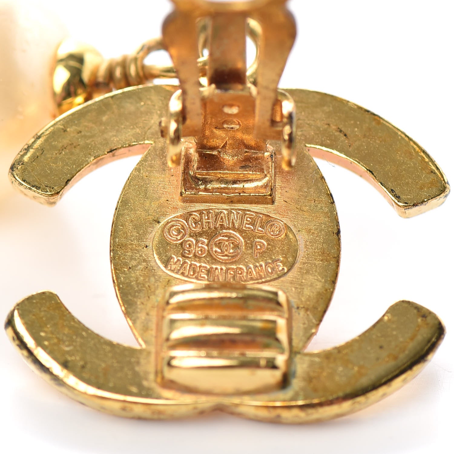 Chanel Pearl CC Turnlock Drop Clip On Earrings Gold 4 of 4