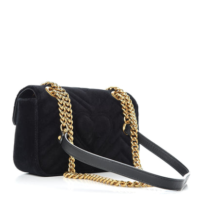 Gucci Velvet Matelasse Mini GG Marmont Shoulder Bag Black 4 of 10