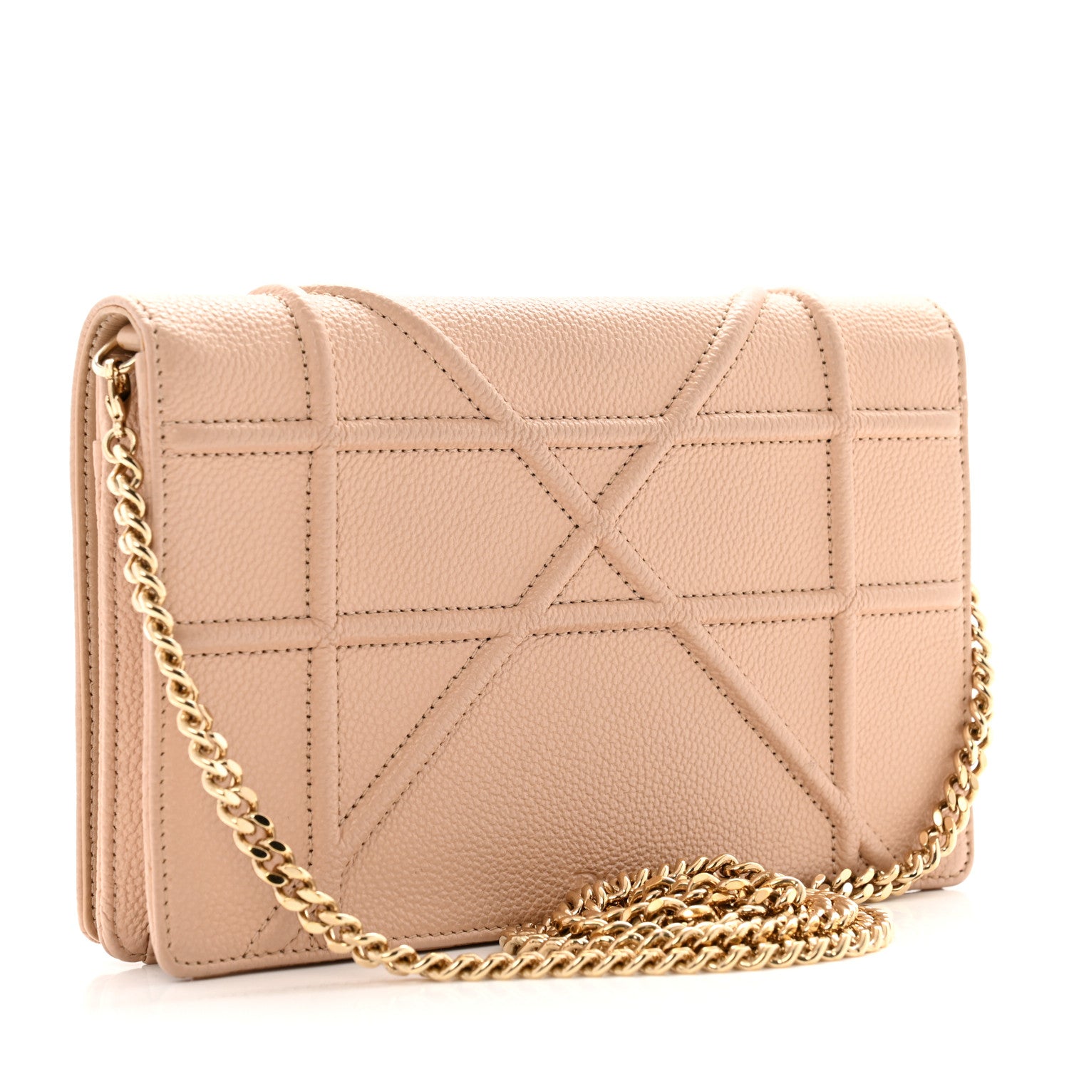 Christian Dior Grained Calfskin Diorama Wallet on Chain Pouch Nude 3 of 14
