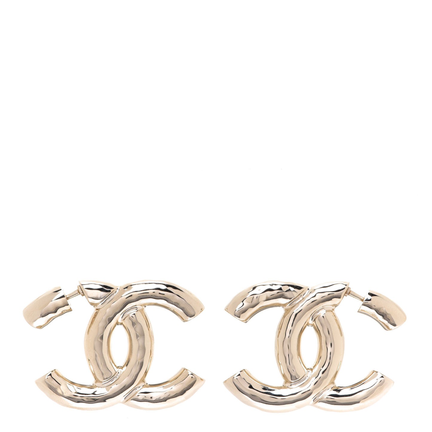 Metal Large CC Earrings Light Gold