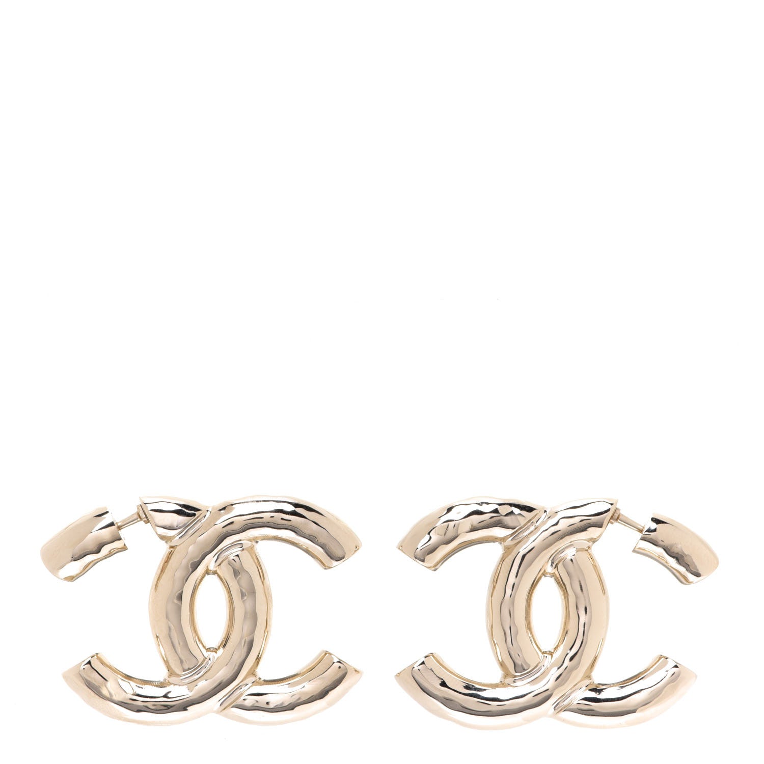 Chanel Metal Large CC Earrings Light Gold 1 of 5