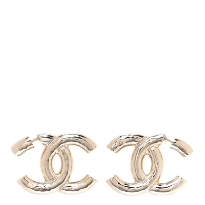 Chanel Metal Large CC Earrings Light Gold 1 of 5