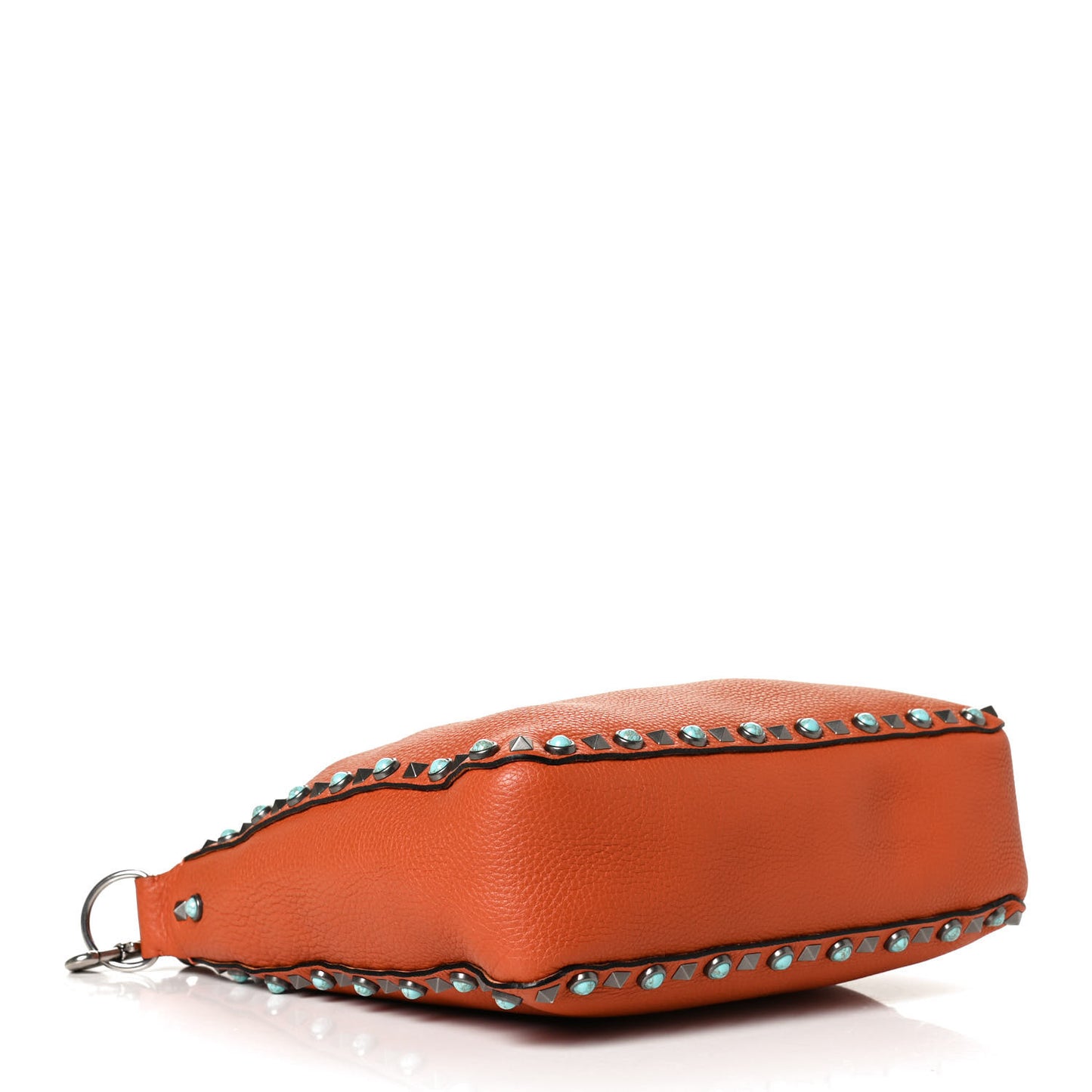 Pebbled Calfskin Small Guitar Strap Rockstud Rolling Flip-Lock Messenger Bag Orange