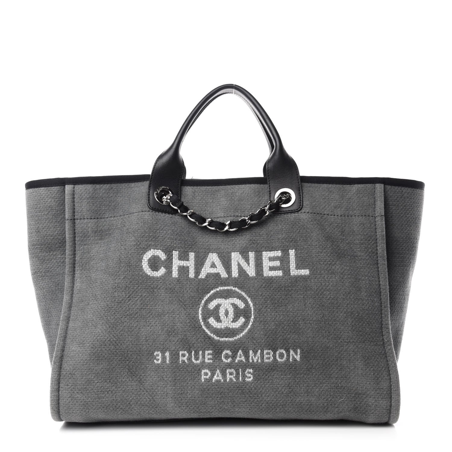 Chanel Canvas Medium Deauville Tote Grey 1 of 12