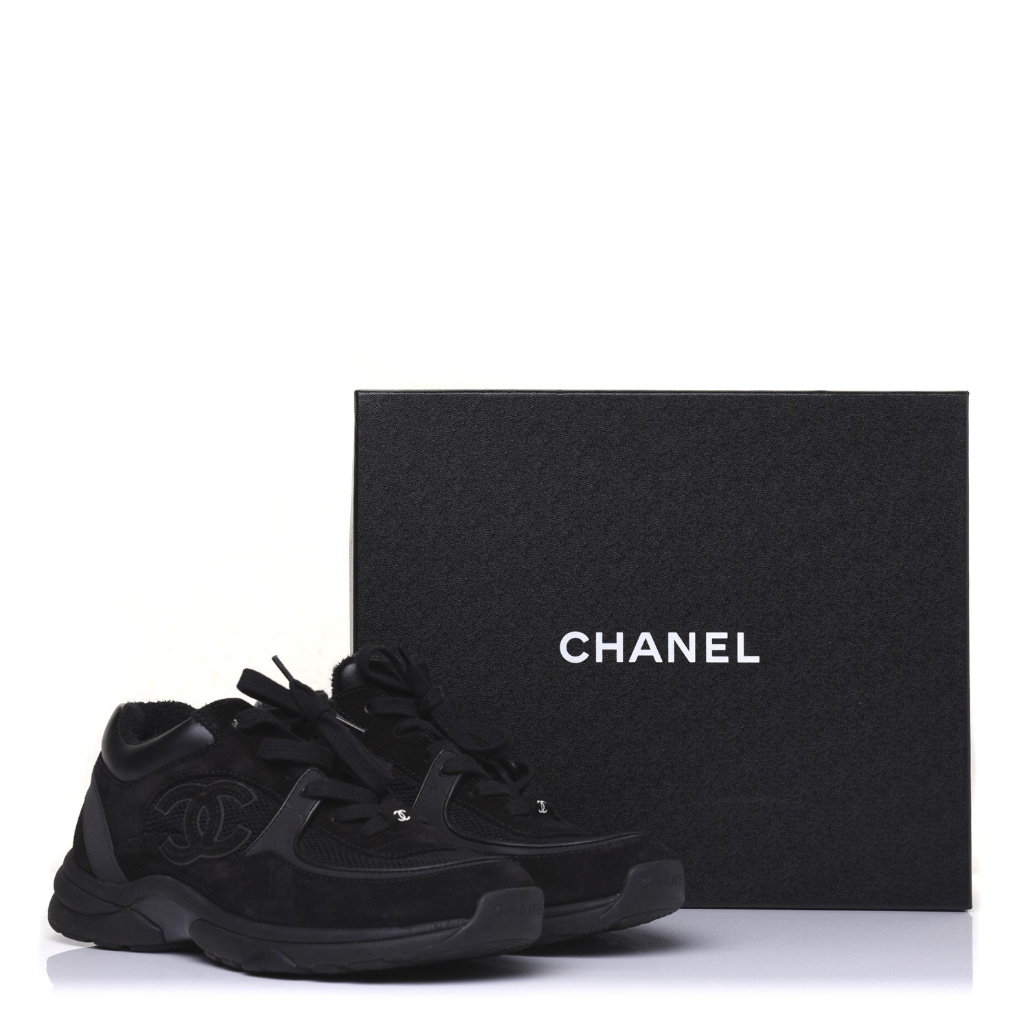 Chanel Toile Suede Calfskin CC Sneakers 39 Black 11 of 11